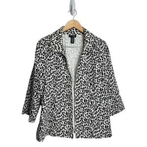 Attyre Sweater Womens Open Jacket Leopard Print White/Black Size XL‎